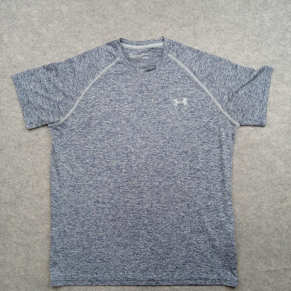 Under Armour Shirt Mens Medium Blue Heather HeatGear Loose Fit Athletic Top